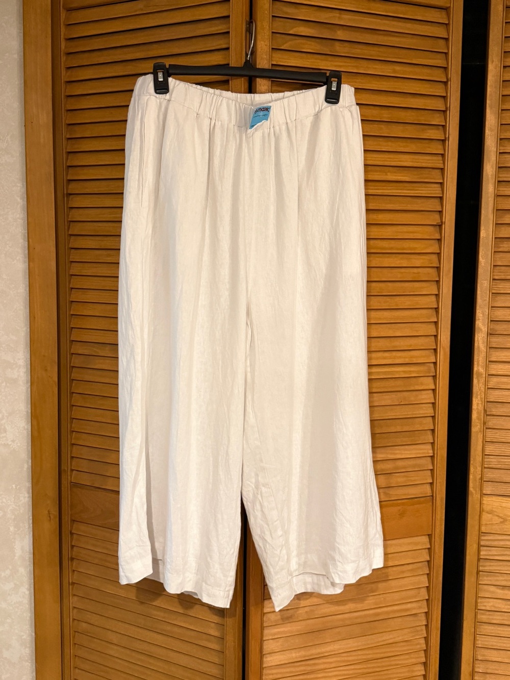 NWT Cynthia Rowley White Linen Wide Leg Pull On Pant Womens Size 2X coastal boho